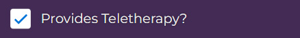 Provides Therapy? checkbox screen shot